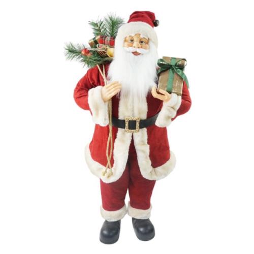 SANTA 90CM WITH PRESENT & SACK BURGUNDY