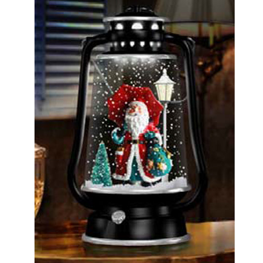 SNOWING TABLETOP BARN LANTERN 34x23CM