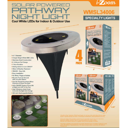 SOLAR POWERED PATHWAY LED NIGHT LIGHT 4.5"