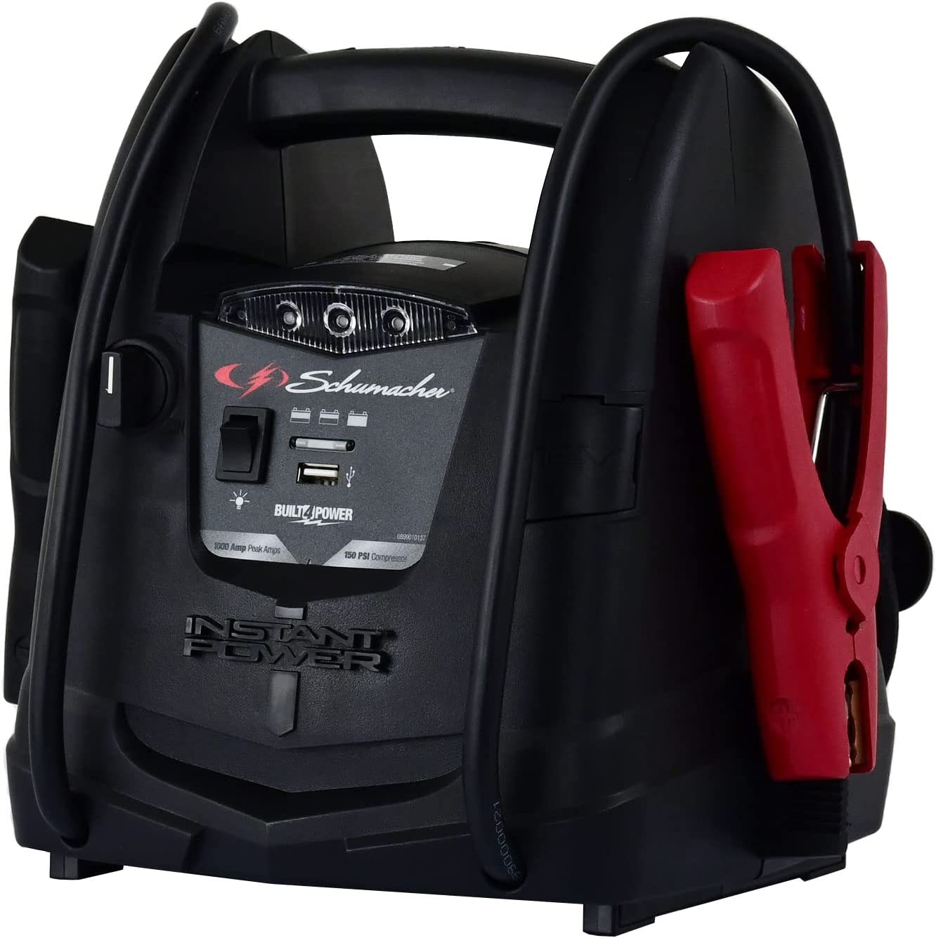 Schumacher SJ1330 Rechargeable AGM Jump Starter for Gas, Diesel Vehicles - 1000 Amps with Air Compressor and 12V DC, USB Power Station