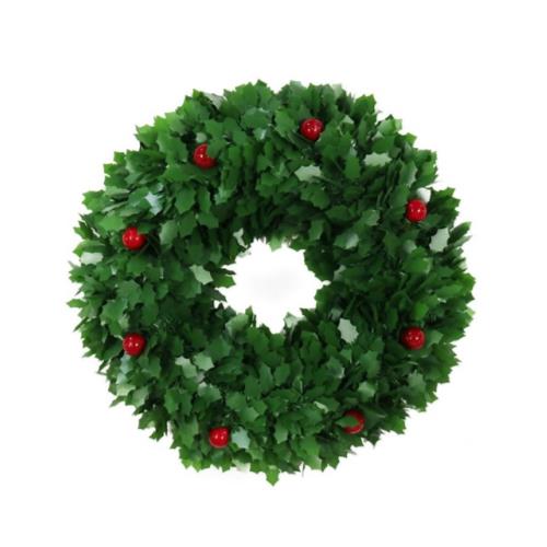 TINSEL HOLLY WREATH 40CM MATTE