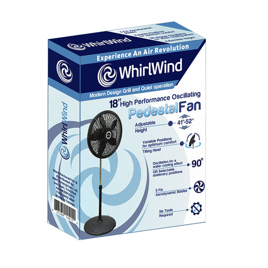 WHIRLWIND 18" HIGH PERFORMANCE PEDESTAL FAN