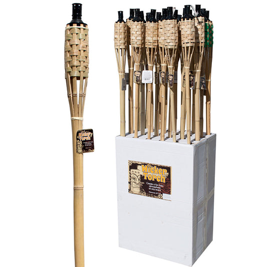 WICKER TIKI TORCH NATURAL BAMBOO 60"