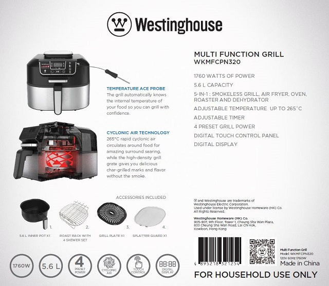 WESTINGHOUSE 5 IN 1 MULTIFUNCTION GRILL