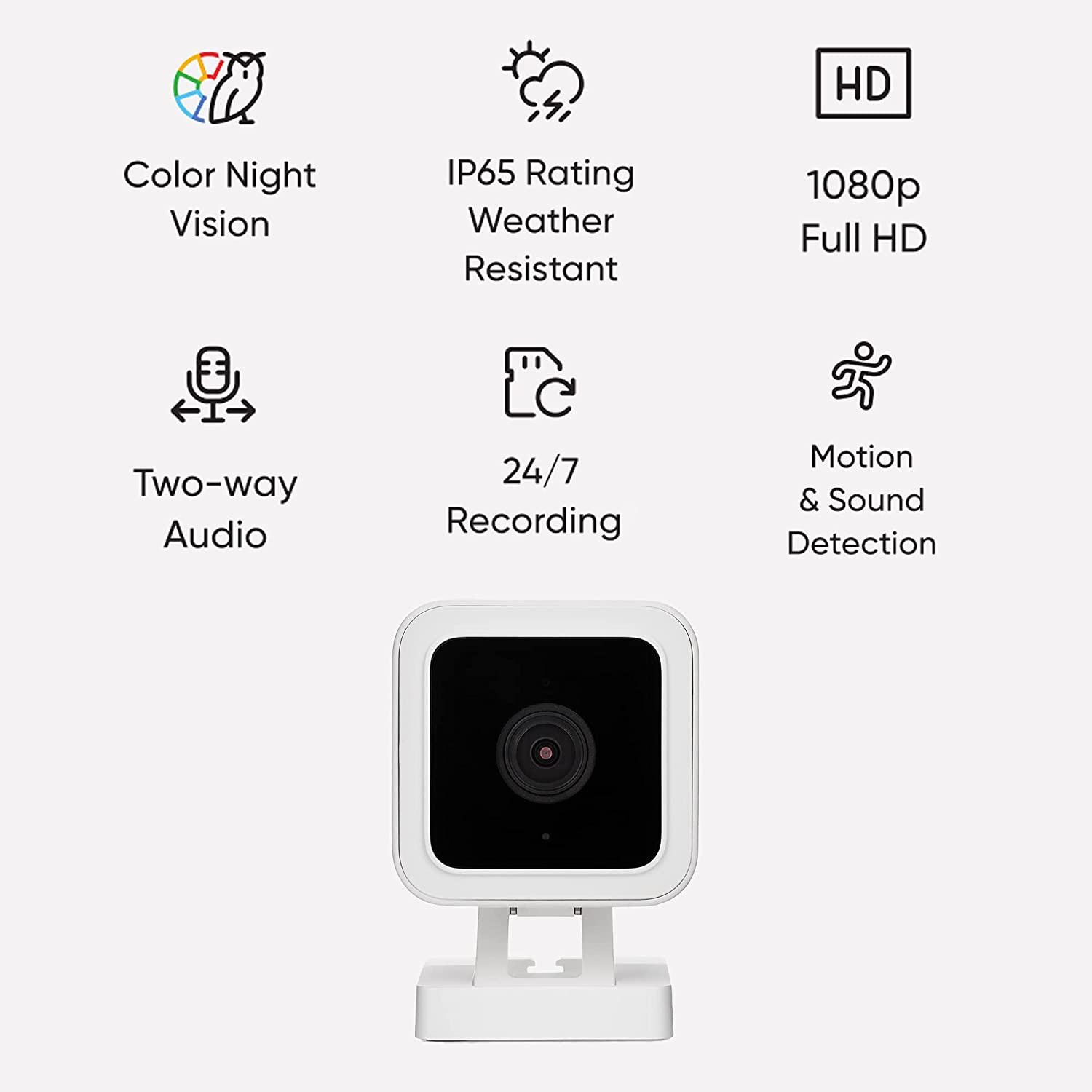 WYZE Cam 1080P Indoor/Outdoor Camera for Pet Baby Dog Cat Kid Elderly Home Monitoring Wired 2.4GHz WiFi Camera with 32GB Micro SD Card, Works with Alexa