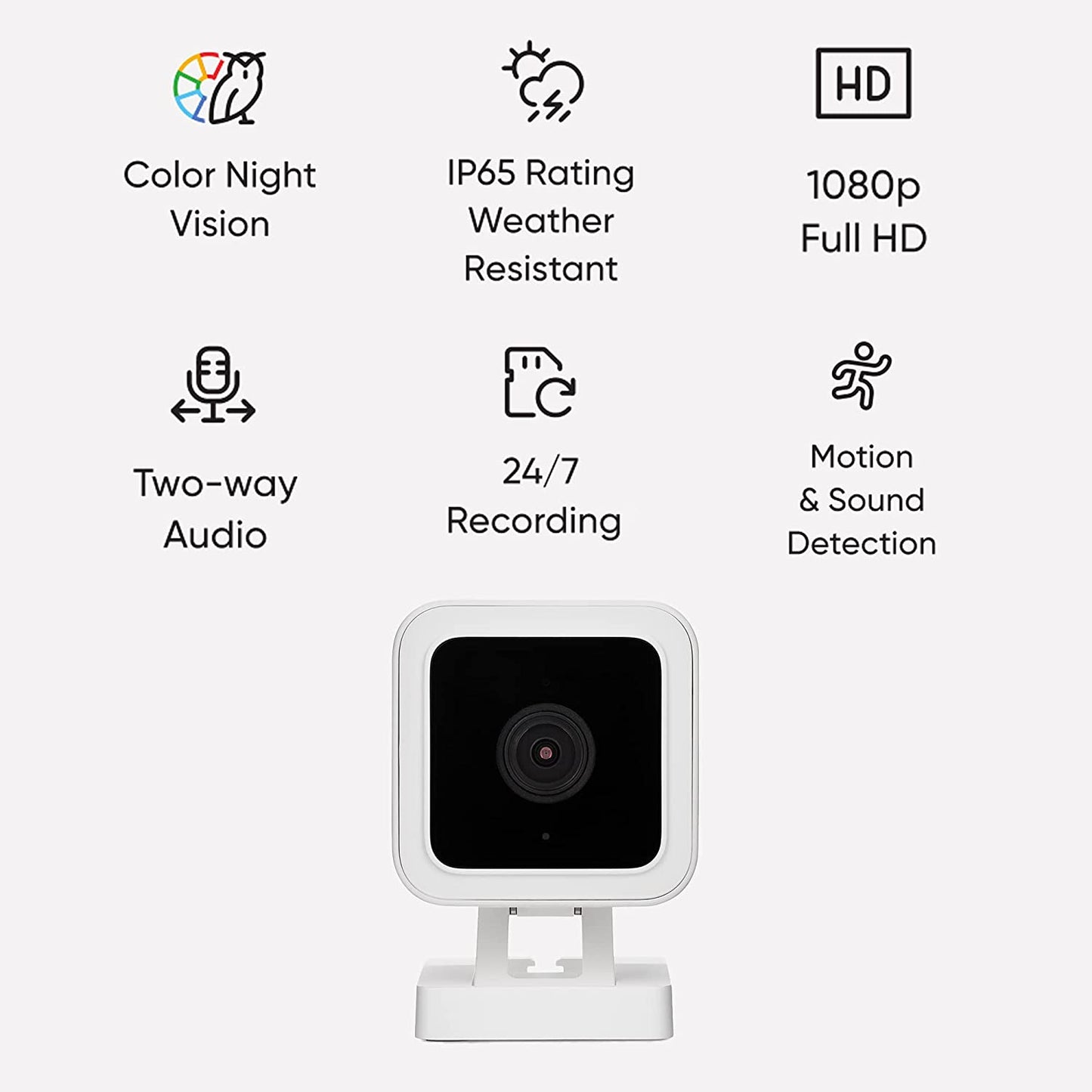 WYZE Cam 1080P Indoor/Outdoor Camera for Pet Baby Dog Cat Kid Elderly Home Monitoring Wired 2.4GHz WiFi Camera with 32GB Micro SD Card, Works with Alexa