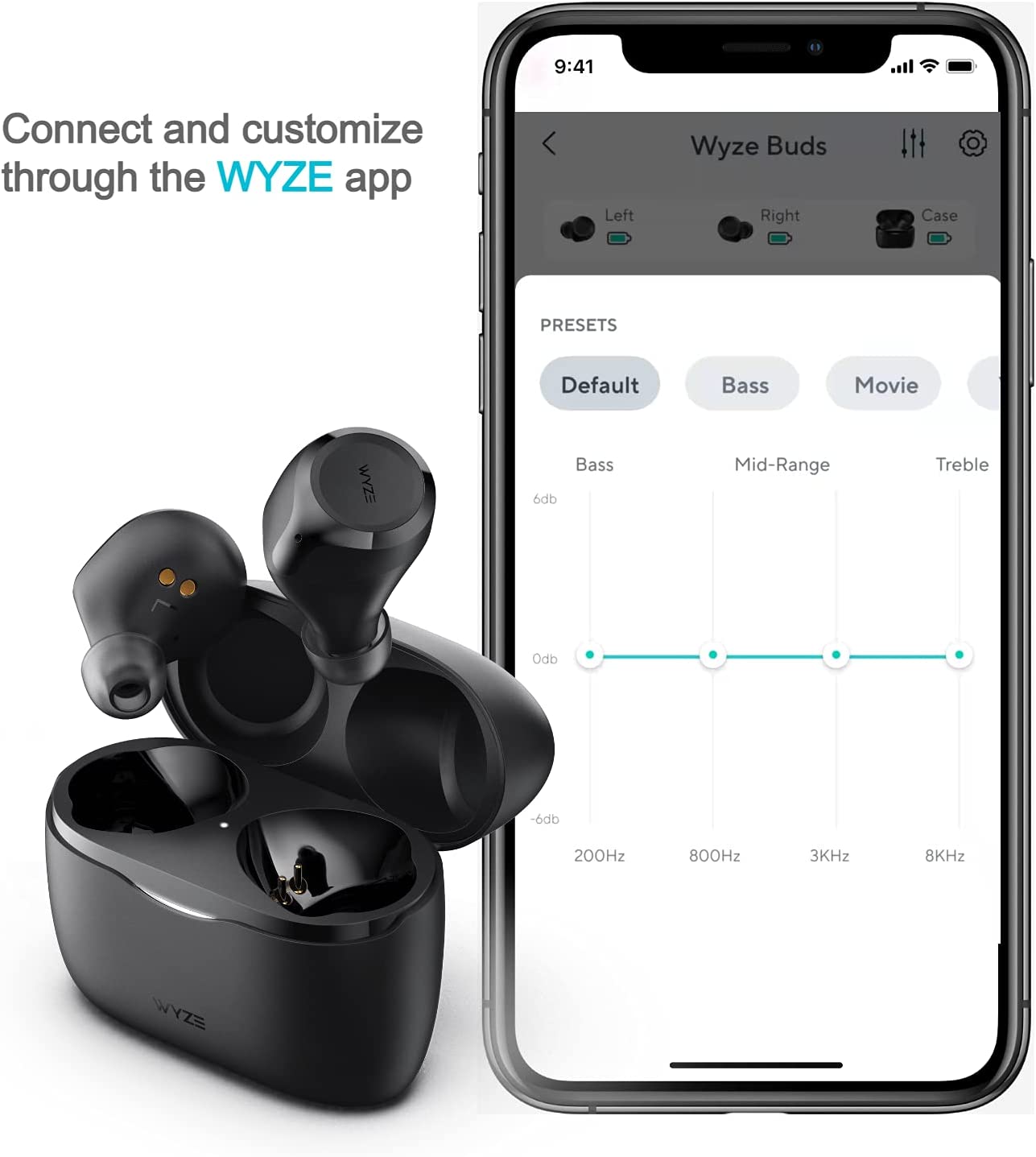 WYZE Wireless Earbuds 5.0 Bluetooth Headphones with IPX5 Sweat Resistance, 30 dB Noise Reduction,4 Voice-Isolating Mics, Alexa Built-in True Wireless Earbuds,Charging Case, Workout,Sports