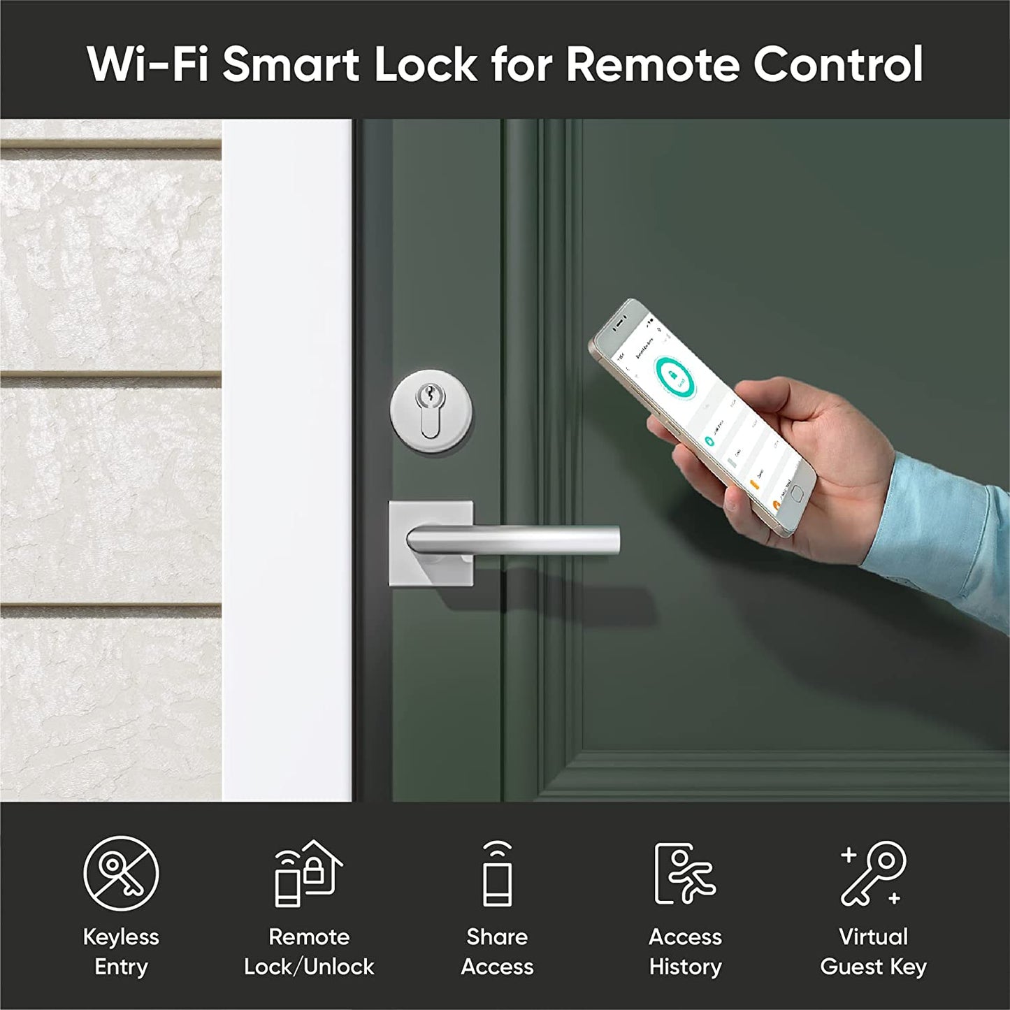 Wyze Lock WiFi & Bluetooth Enabled Smart Door Lock, Wireless & Keyless Entry, works with Amazon Alexa & Google Assistant, Fits on Most Deadbolts, Includes Wyze Gateway - A Certified for Humans Device