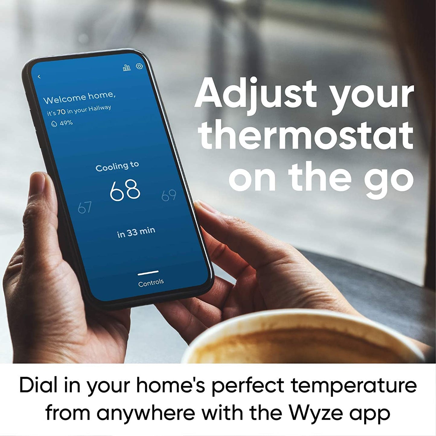 Wyze Programmable Smart WiFi Thermostat for Home with App Control, Energy Saving, Easy Installation, Works with Alexa and Google Assistant, Black