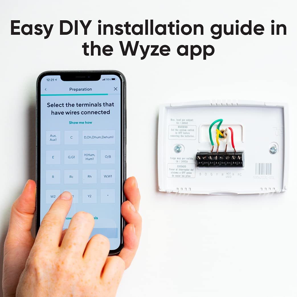 Wyze Programmable Smart WiFi Thermostat for Home with App Control, Energy Saving, Easy Installation, Works with Alexa and Google Assistant, Black