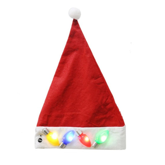 SANTA HAT WITH LIGHT UP BULBS